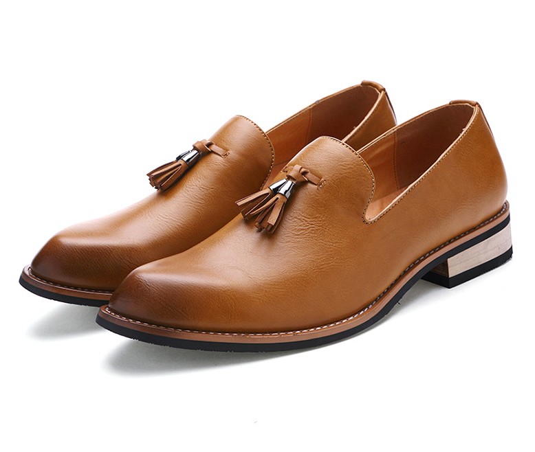 

Men's Oxfords Embroidery tassel Casual Shoes Male Pointed Night ClubFashion Dress Boot Wedding Shoe Men Loafers, Brown