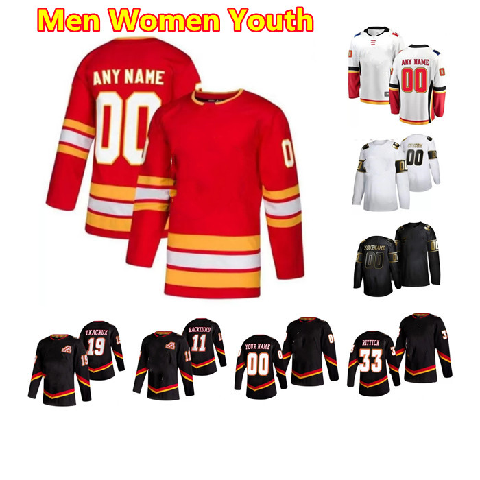 

Calgary Flames 2021 Reverse Retro Hockey Wear 23 Sean Monahan Jersey TJ Brodie Cam Talbot Tobias Rieder Matthew Tkachuk Milan Lucic Sam Benn, Black;red