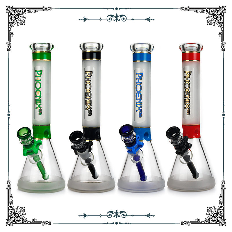 

phoenix glass beaker bottom bongs bong 13" hookahs sandblasted water pipes 18.8mm joint smoking bongs glass pipe Dab Oil Rigs
