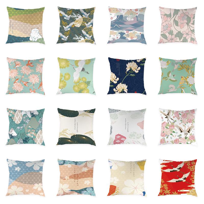 

Chinese Style Landscape Patterns Cushion Cover Pillow Covers Home Decor Flower Printing Soft Peach Skin For Sofa Bed 45x45cm Cushion/Decorat