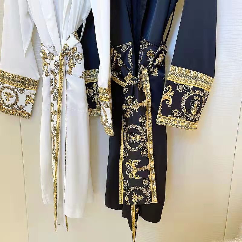 

Men's Jackets Men Silk Sleepwear Nightgown Casual Kimono Bathrobe Light Luxury Retro Windbreaker Male Loose Home Wear Pajamas Style Jacket, Black