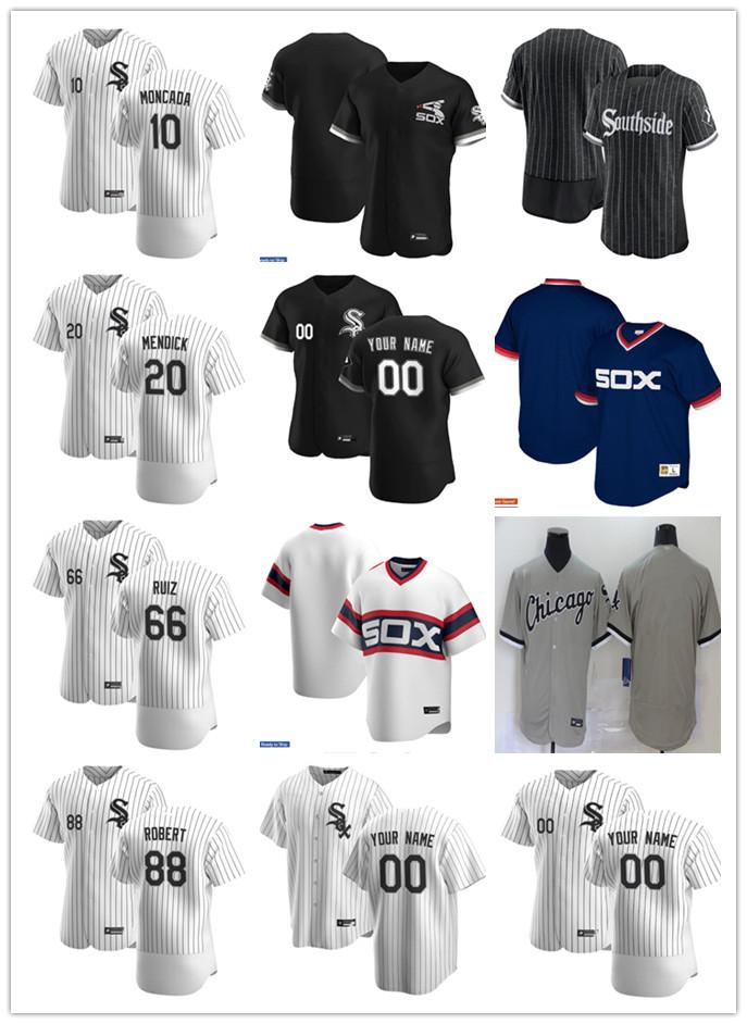 

Men Women Youth 20 Danny Mendick 10 Yoan Moncada 88 Luis Robert 66 Jose Ruiz Black Custom Baseball Jersey Blank white black gray, Colour