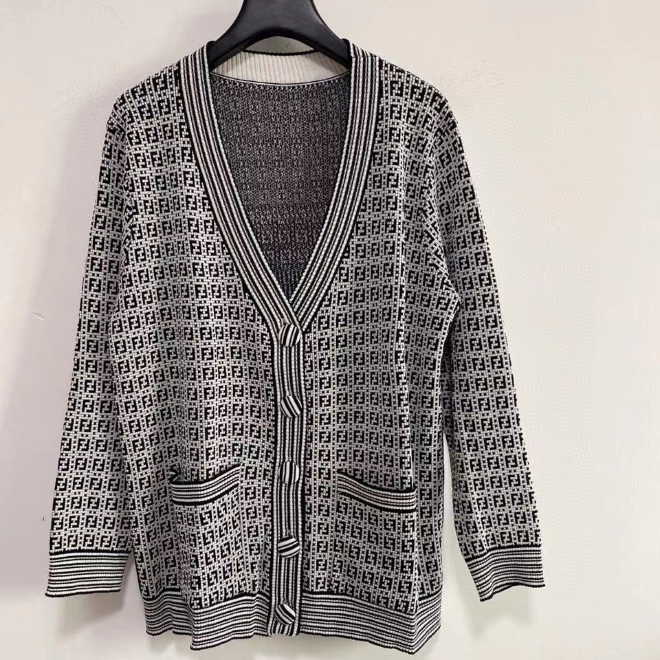 

222 2021 Runway Spring Brand SAme Style Sweater Long Sleeve V Neck Fashion Cardigan Clothes High Quality Womens Sc, White;black