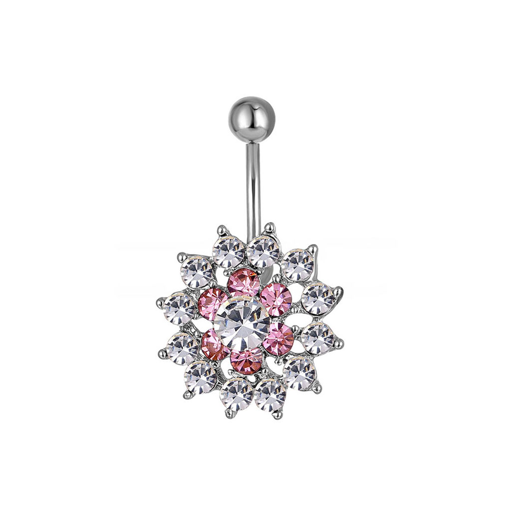 

D0188 Flower Belly Navel Button Ring Clear Color