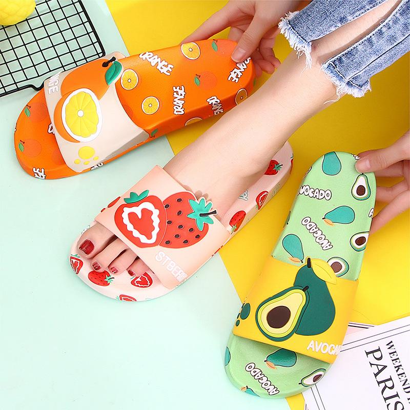 

2021 Women's New Style Summer Slippers Ladies Fashion Cartoon Indoor Sandals Female House Bathroom Flip Flops Girl's Cute Shoes, Black
