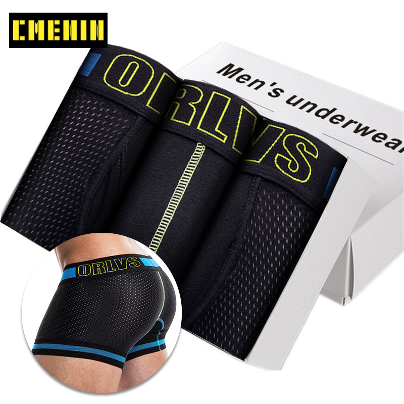 

3Pcs Sexy Men Underwear Boxer Plus Size Mens Underpants Breathable Boxershorts Cotton Pouch Mesh Boxer Shorts Cueca Male Panties, (3)or92-multi