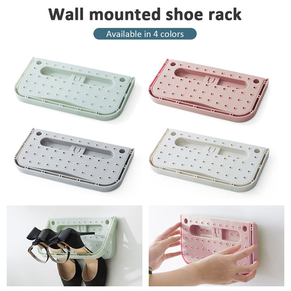 folding Shoe Rack Bathroom Wall-mounted Sneaker Rack Shoe Storage Box Household Shoe Storage Rack Save Space-image-689810874