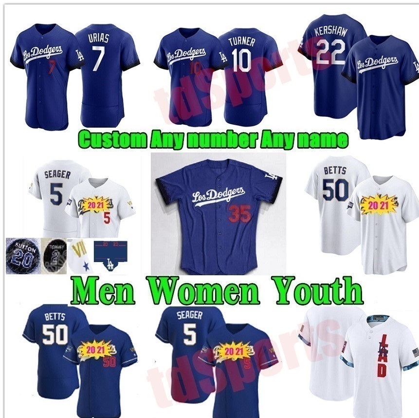 

Los Angeles Men Women youth Dodgers 2021 City Connect Baseball jerseys 50 Mookie Betts Cody Bellinger Justin Turner Max Muncy Clayton Kershaw Enrique Hernandez, As shown in illustration