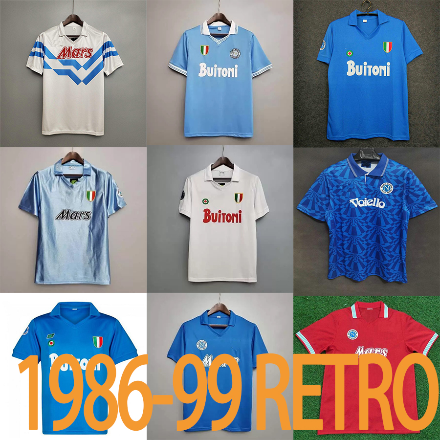 

Maradona 1986 1987 1988 1999 Napoli Retro Soccer Jerseys vintage 87 88 89 91 93 Coppa Italia Naples classic Football shirts, White