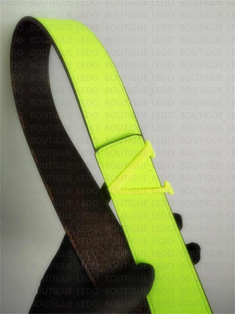 

Luxury Belts Men and Women Fashion Leather Brand Belt Designer Classic Buckle Brown with Green Red Orange Double Color Top Quality Belt 3.8CM Width