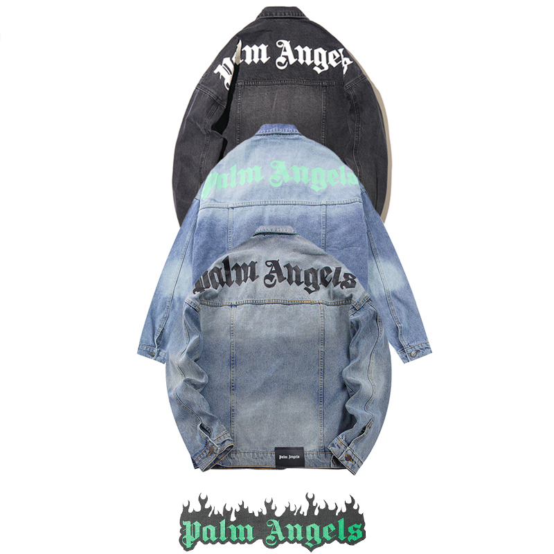

Street Fashion Brand pa Jeans Angels Denim Jacket Spring Autumn Angel Men and Women, Black;brown