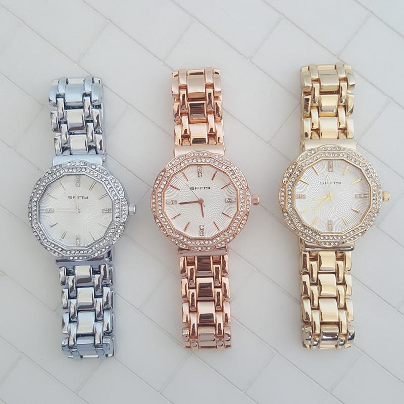 

Wristwatches SFNY Brand 2021 Petals Shape Dial Alloy Watch,3 Colors High Quality Luxury Diamond Cut Glass Surface Female Quartz Watch, Gold