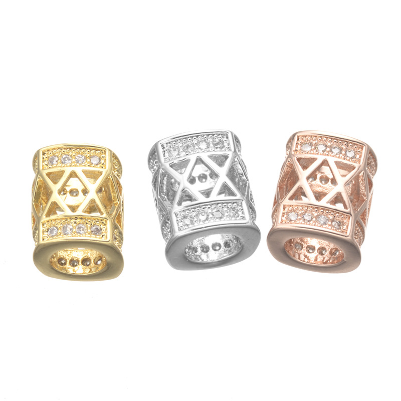 

Fashion Gold Plated Big Hole Hollow Copper Loose Beads Charm for Jewelry Making