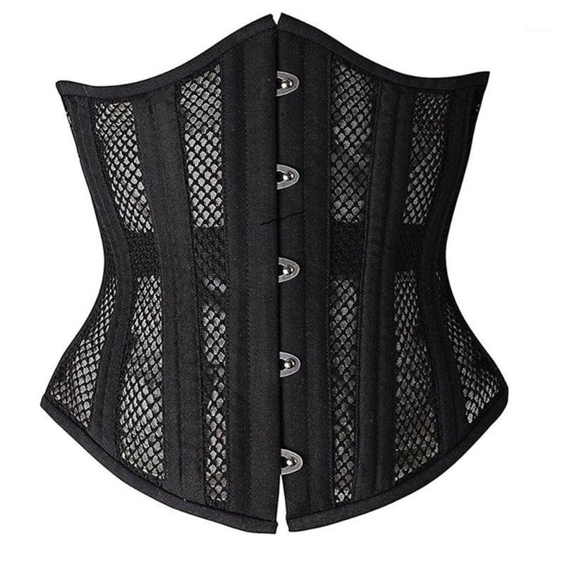 

Bustiers & Corsets Women's Double Steel Boned Corset Mesh Breathable Waist Trainer Control Underbust Sexy For Weight Loss, Black