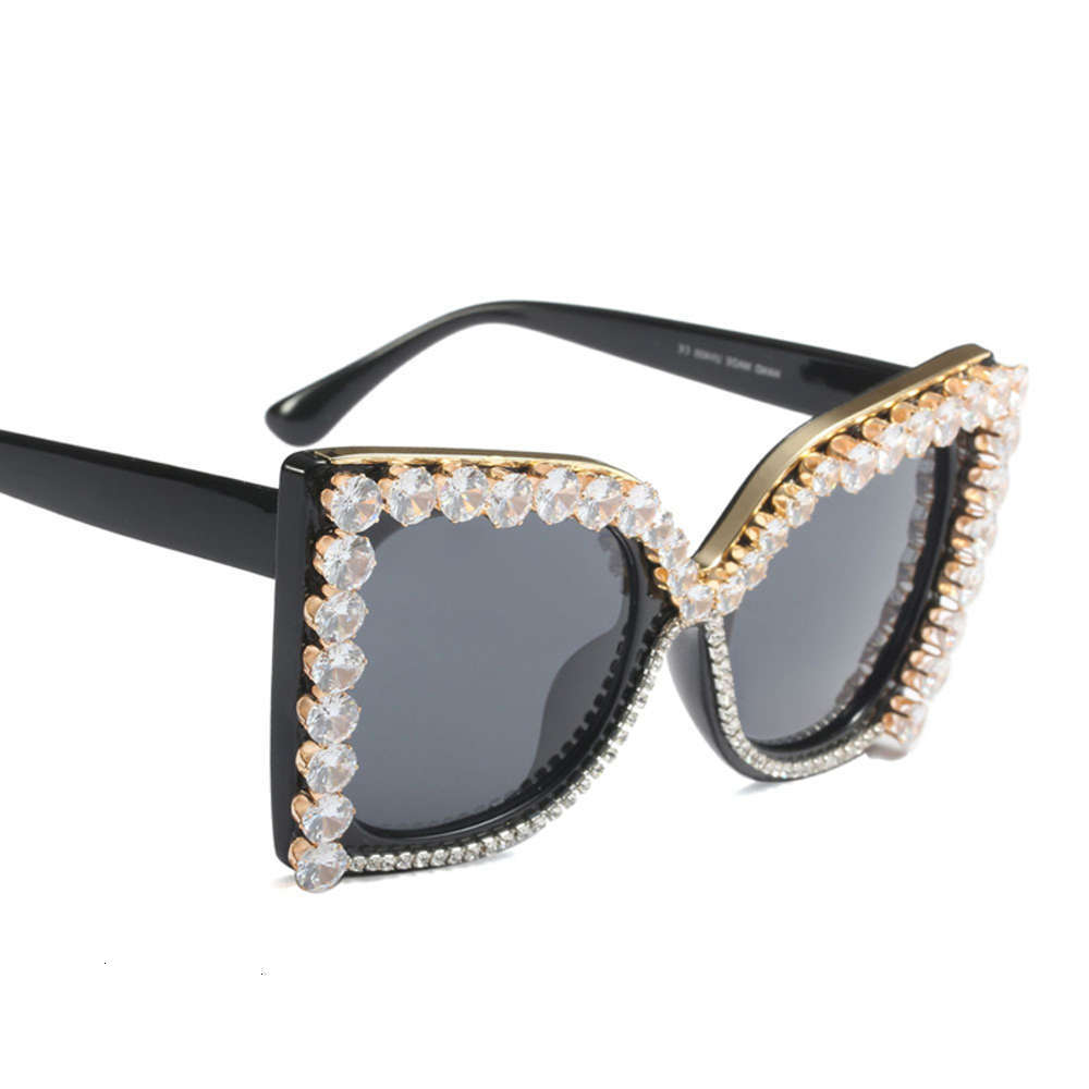 

Highend accessories Large Square Rhintone Fashion UV Sunglass Women Creative Holiday Baroque Sun Glass KSG, Black