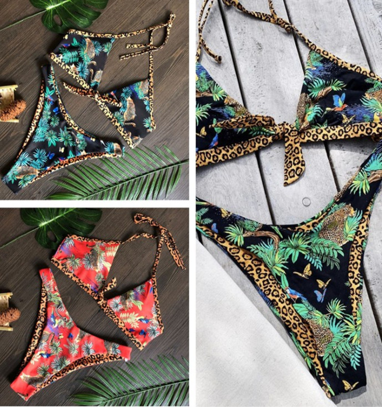 Swimsuit Split Print Sexy Bikini Women-image-673947683