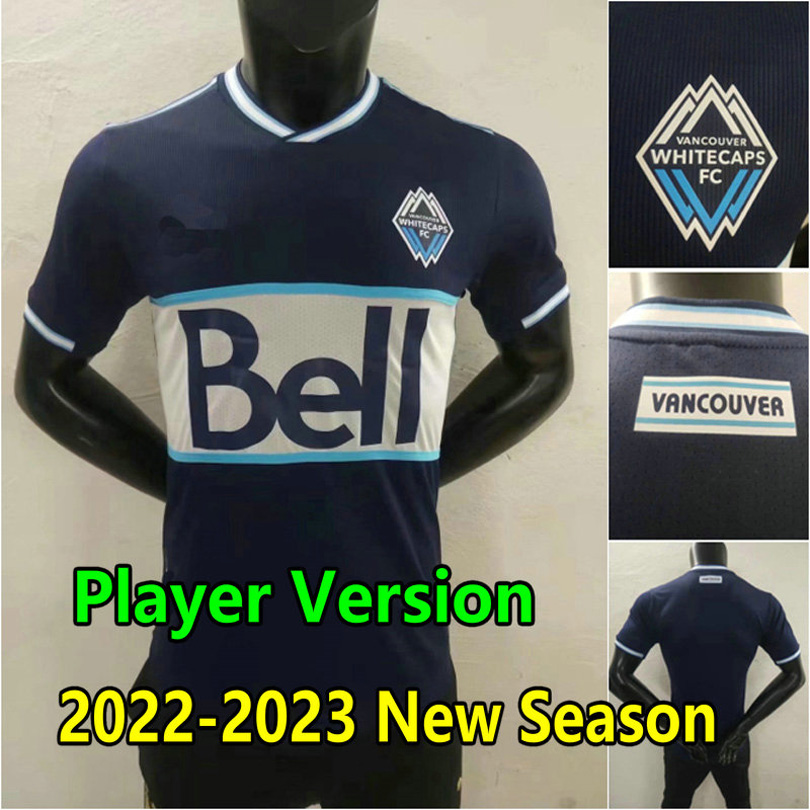

22 23 Vancouver Whitecaps soccer jerseys Player Version 2022 2023 away blue R.GAULD WHITE DAJOME CAVALLINI maillots de foot DEIBER EGBO HABI, Black;yellow