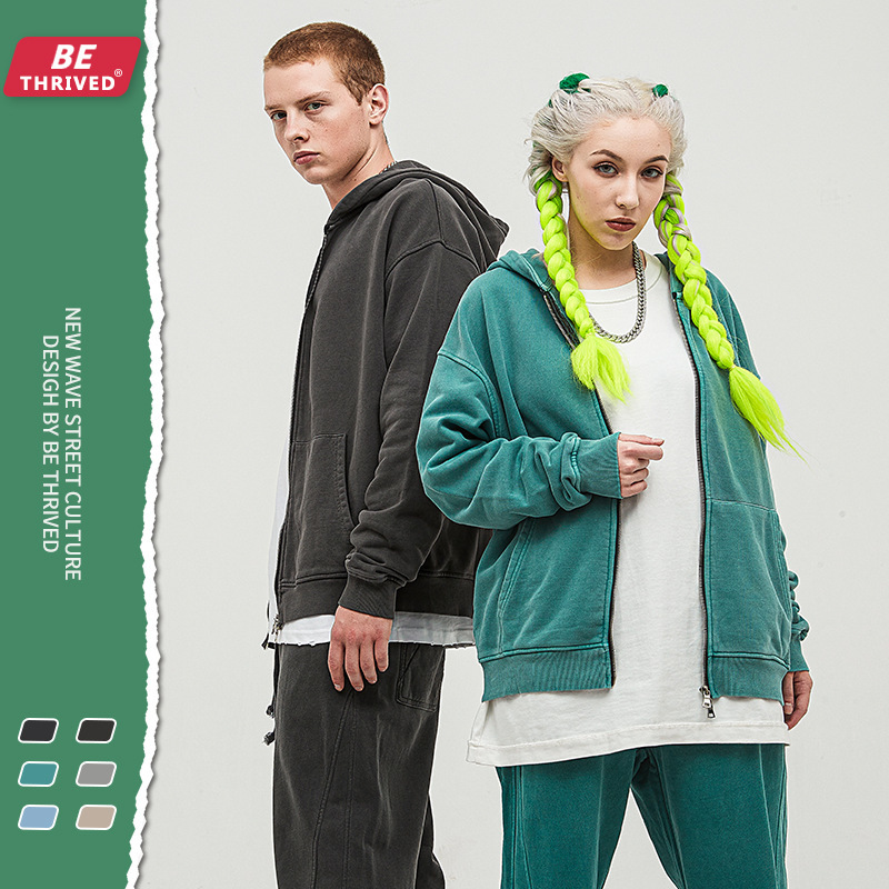 

be menswear | 2021 autumn cardigan double zipper heavy industry washing sweater gaojie brand coat, Black;brown