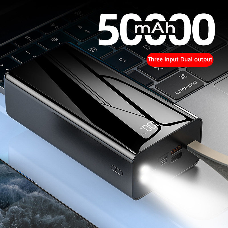 

Power Bank 50000mAh Mirror Screen 50000 mAh Poverbank For iPhone 11 pro Xiaomi Powerbank with Dual Flashlight LED Power Display
