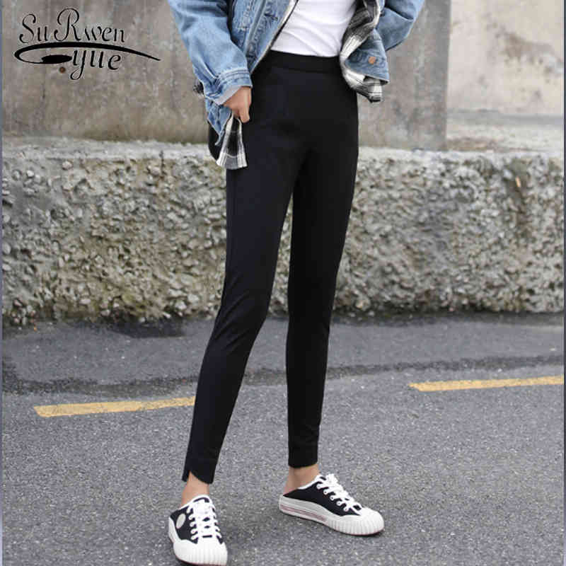 

Arrival Nine Pant Womens Casual Trousers High Waist Slim pencil Black Pants fashion trousers office lady female 7267 50 210521