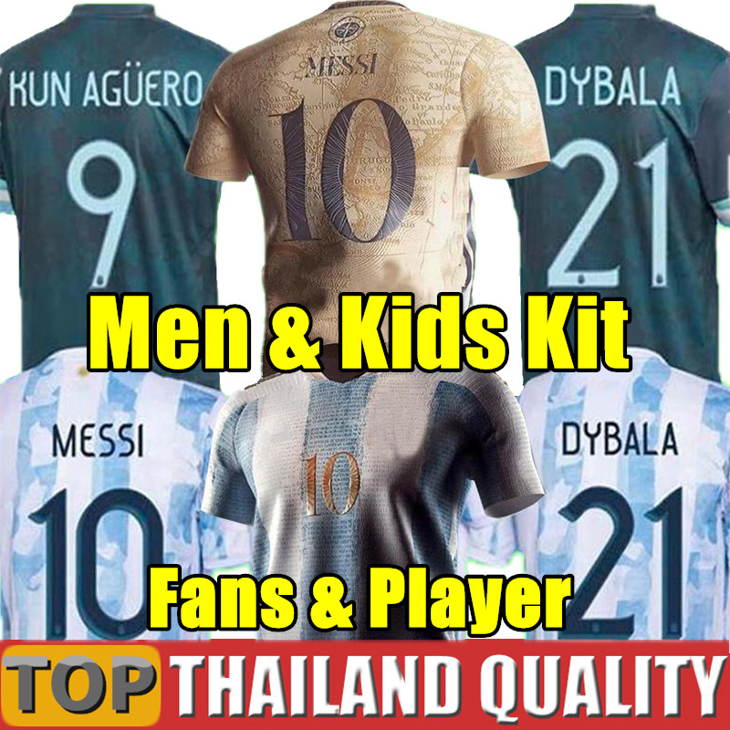 

Argentina soccer Jerseys 20 21 Copa home away football shirt set 2021 MESSI DYBALA AGUERO LO CELSO MARTINEZ TAGLIAFICO Men Kids kit uniforms, 2021 new b - men