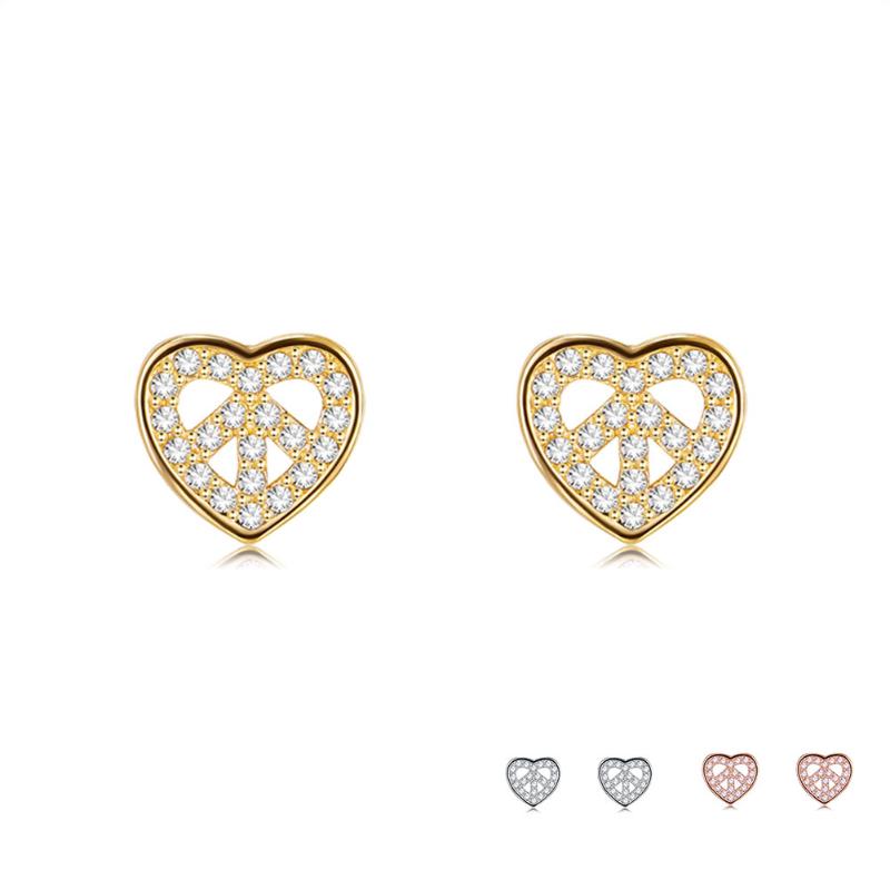 Stud ZEMIOR Genuine 925 Sterling Silver Earrings For Women Full Cubic Zirconia Heart Arrow Earring Romantic Jewelry Gift-image-711009604
