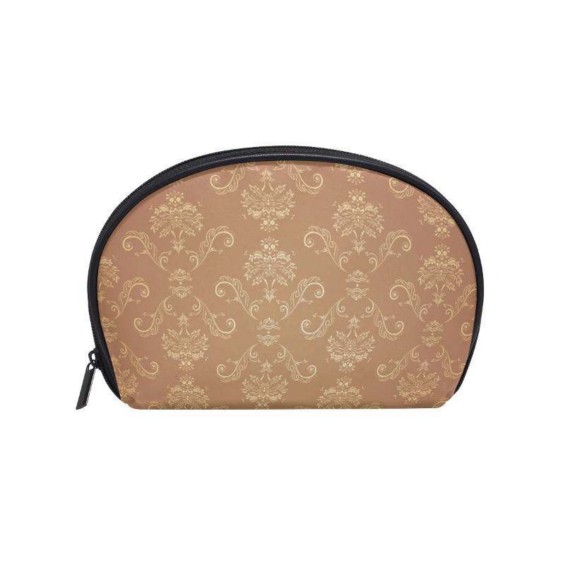 

FengJu Multifuncition Shell Cosmetic Bag Purse Half Moon Hanging Travel Toiletry Pouch For Girls Woman Wallpaper Pattern Bags & Cases