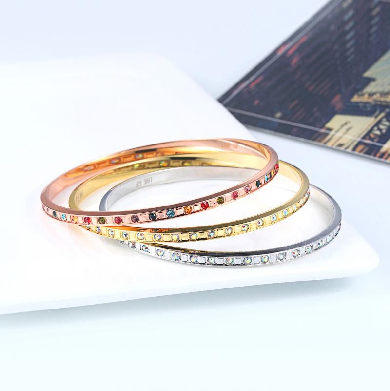 

Bangle Charm Bangel Bracelet For Women Bangles Multicolor Crystal Rose Gold Color Simple Style Fashion Jewelry Lady B044M