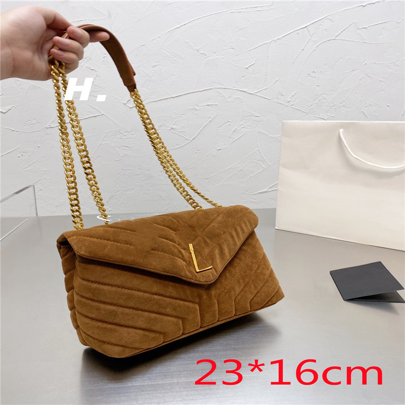 

2021 Classic Nubuck Leather Envelope Messenger Bag Y Designer Handbags Women Clutch Bag Wallets Purse Brown 23*16cm, Black