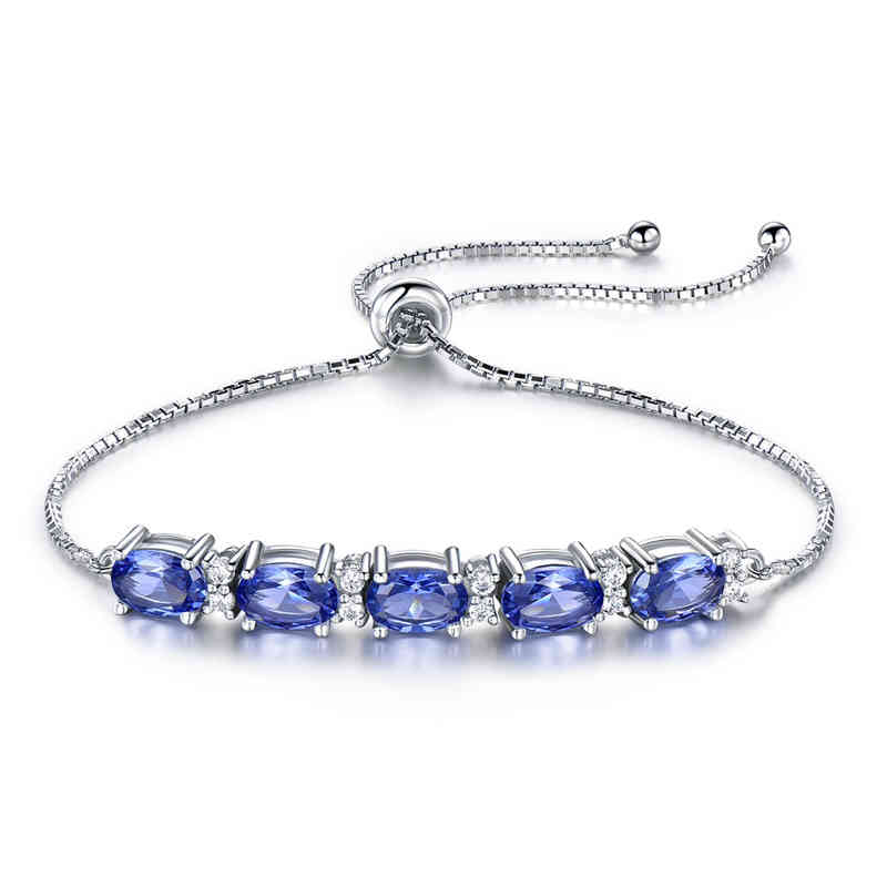 Tanzanite Topaz Gemstone 925 Sterling Sier Bracelet For Women 18k Gold Plated Adjustable Bracelets Wholale-image-746263146