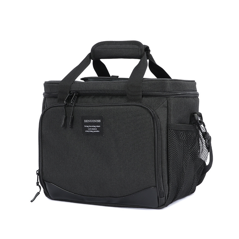 

New large capacity thermal insulation bag outdoor convenient travel Dinner Bag multifunctional diagonal waterproof EVA fabric, Black