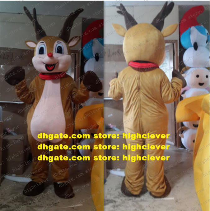 

Christmas Xmas Reindeer Rudolph Deer Mascot Costume Adult Cartoon Character Supermarket Farewell Party CX047 Free Ship, Red;yellow