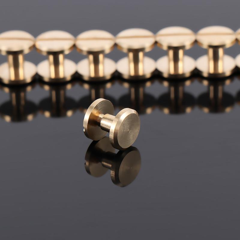 

10pcs Solid Brass Button Brushed Flat Head Stud Chicago Screw Leather Bag Belt Nail Rivet 5mm / 6mm 8mm Belts, Black;brown