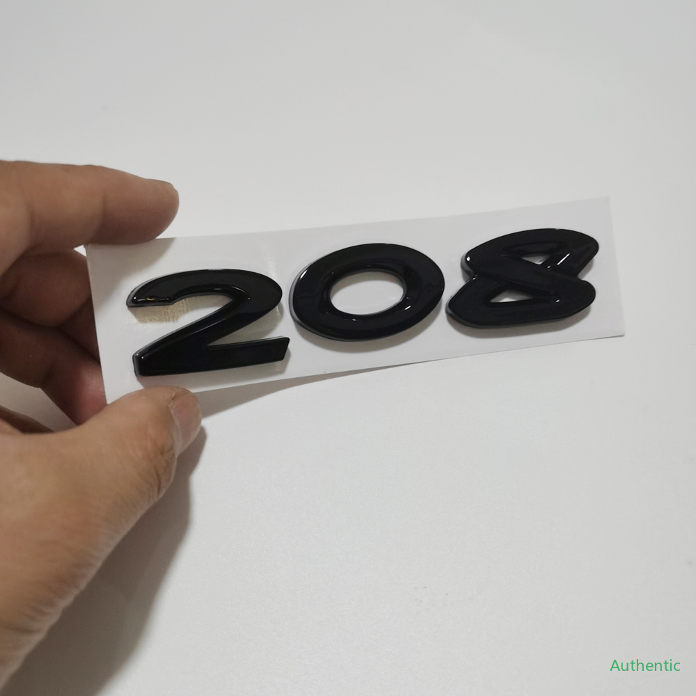

208 Logo Sticker Car Rear Trunk Sticker For Peugeot 208 Emblem Badge 208 Hood Sticker Peugeot Accessories Glossy Black ABS