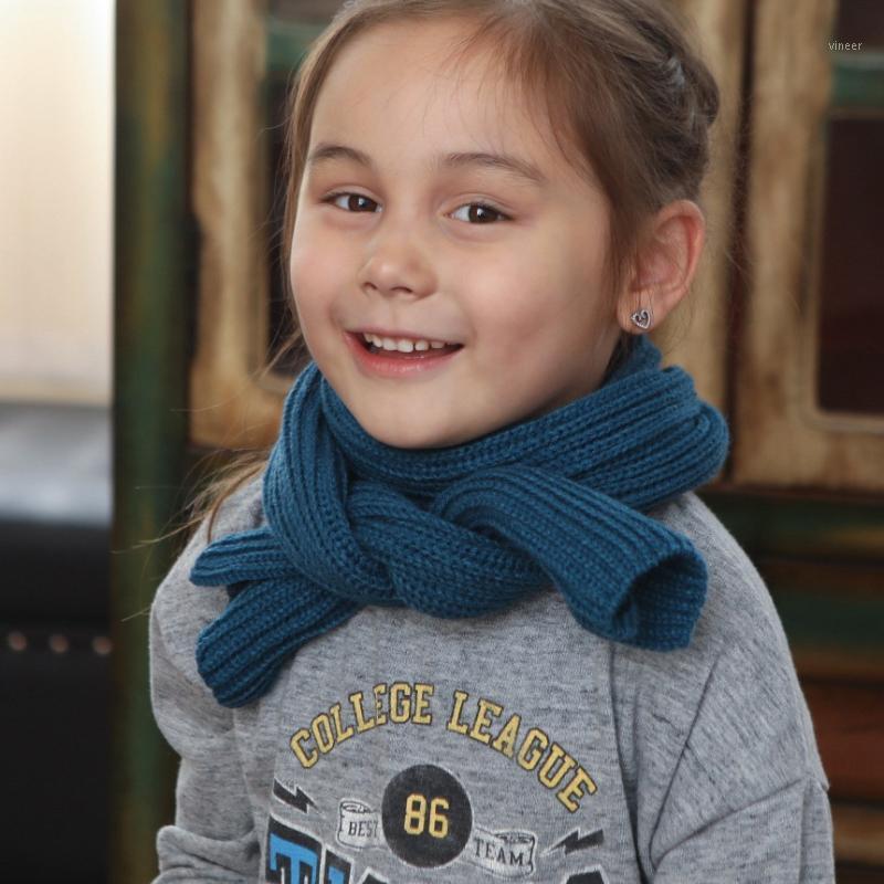 

Scarves Children Knitted Scarf Autumn Winter Solid Color Warm For Baby Girls Boys Thick Neckerchief Neck Wraps Accessories, Blue;gray