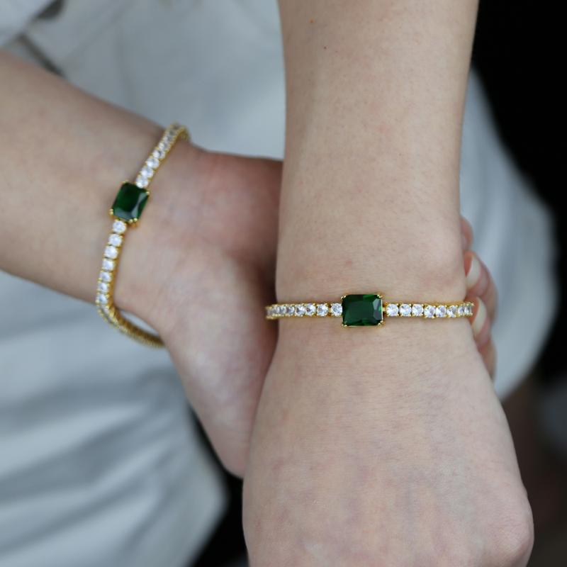 

Link, Chain Drop Ship CZ Tennis Bracelet For Women Men Exquisite Fashion Green Charm Hip Hop Bracelets Party Jewelry