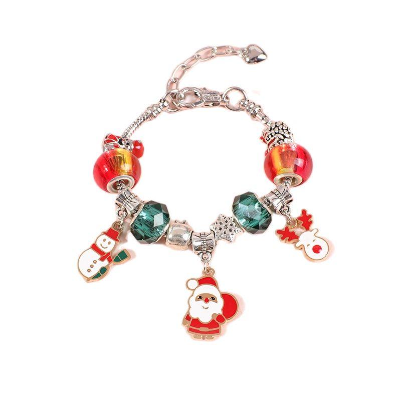 

Beaded, Strands Selling Christmas Personalized Cute Snowman, Santa Claus And Elk DIY Crystal Beaded Bracelet For Gifts