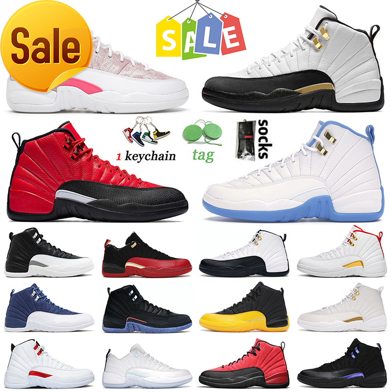 

12 12s Basketball Shoes Mens Womens Size 13 Sneakers Royalty University Blue Reverse Flu Game Indigo Low Easter Playoffs, C15 ov white 36-47