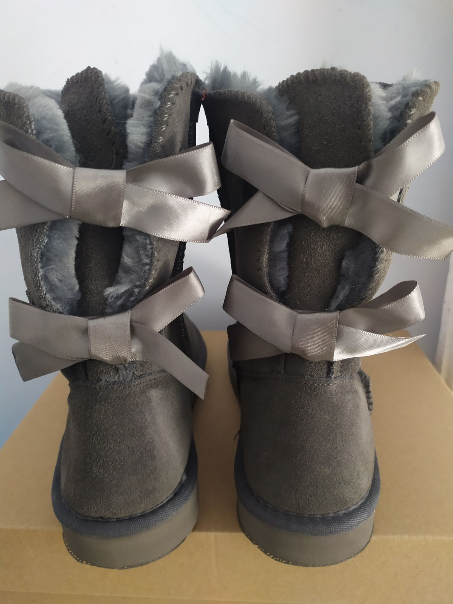 

Women's Winter Style Single And Double Ribbon Snow Boots Black Color Light Comfortable And Warm Single Double Bow-knot Women's Cotton Shoes, Dark purple single bowknot