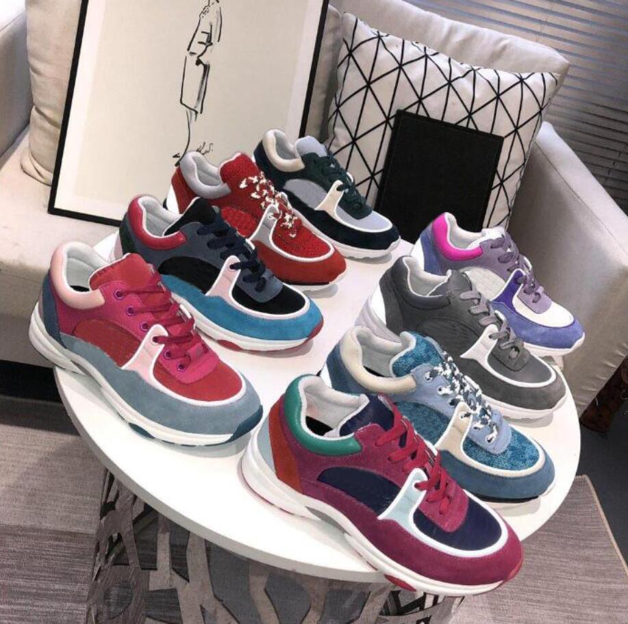 

2021 luxury designer sneakers men women reflective casual shoes party velvet calfskin mixed fiber top quality with box size 36-45, Color 4