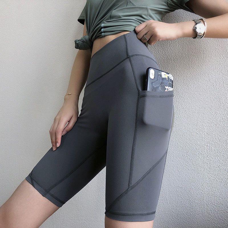 

Gym Clothing Women' Yoga Shorts Tight-fitting High-waist Quick-drying Running Sports High Elasticity Fitness Exercise Half Pants, Black