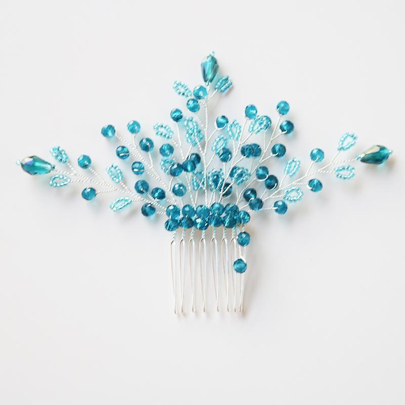 

Hair Clips & Barrettes Women Water Blue Color Crystal Combs Bridal Head Decoration Wedding Ornament Jewelry Comb Accessories, Golden;silver