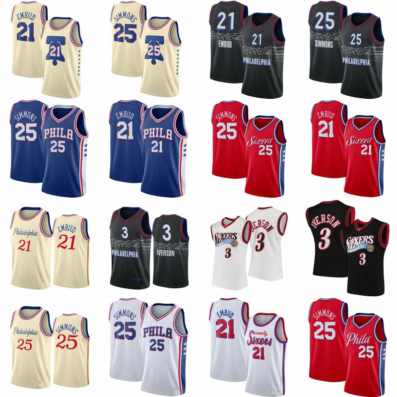 

Joel 21 Embiid Tobias 12 Harris Basketball Jerseys Ben 25 Simmons Philadelphia City Sixer Allen 3 Iverson 76er Tyrese 0 Maxey Thybulle Black, Blue;black