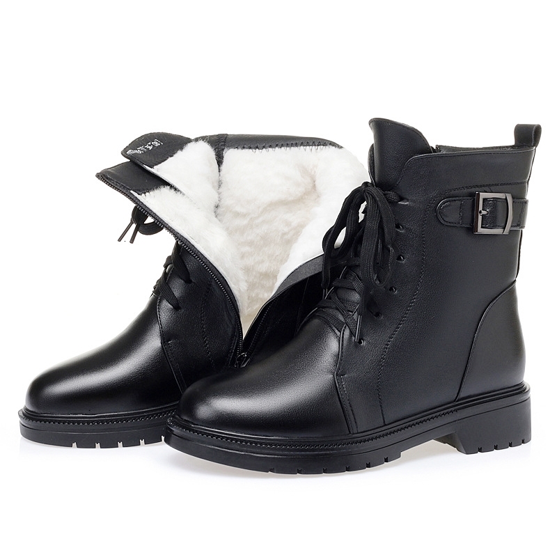 

boots genuine leather martin women heels plush rubber for platforms designer shoes woman booties black 42 wn6g