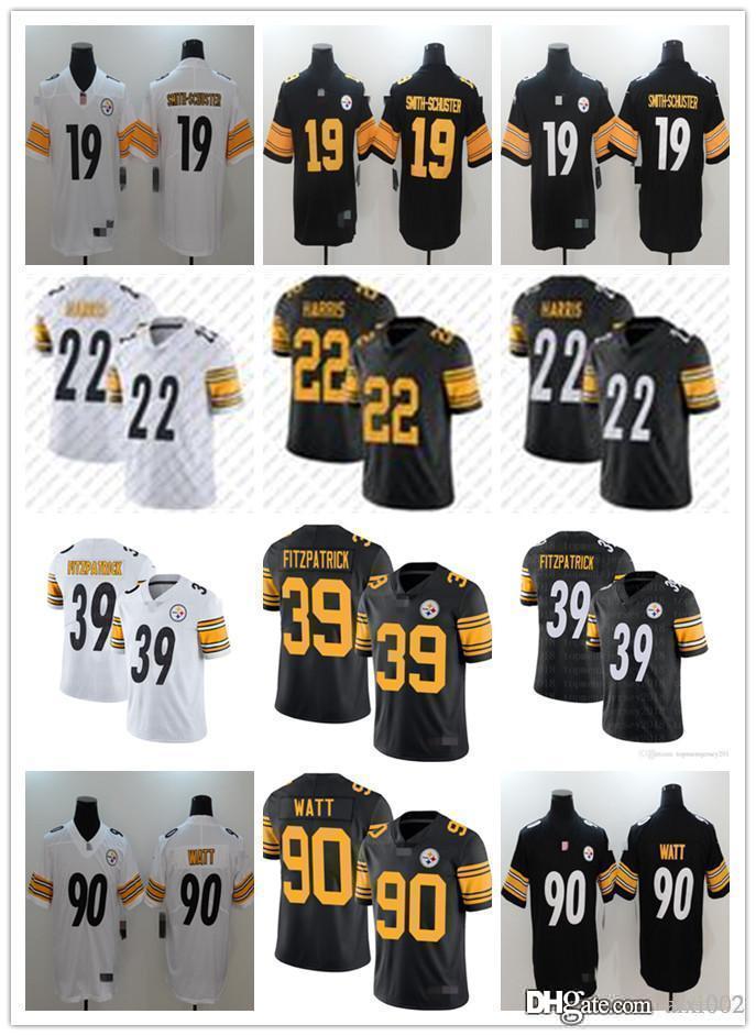 

Mens Womens Youth 19 JuJu Smith-Schuster 90 T.J. Watt 22 Najee Harris 39 Minkah Fitzpatrick custom White black Football Jerseys, Black;red