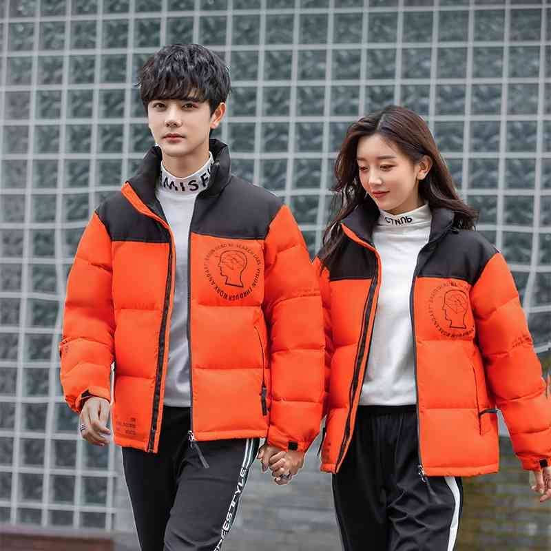 

male female couple large coat hooded detachable tide thickened Parker tooling brain death, White