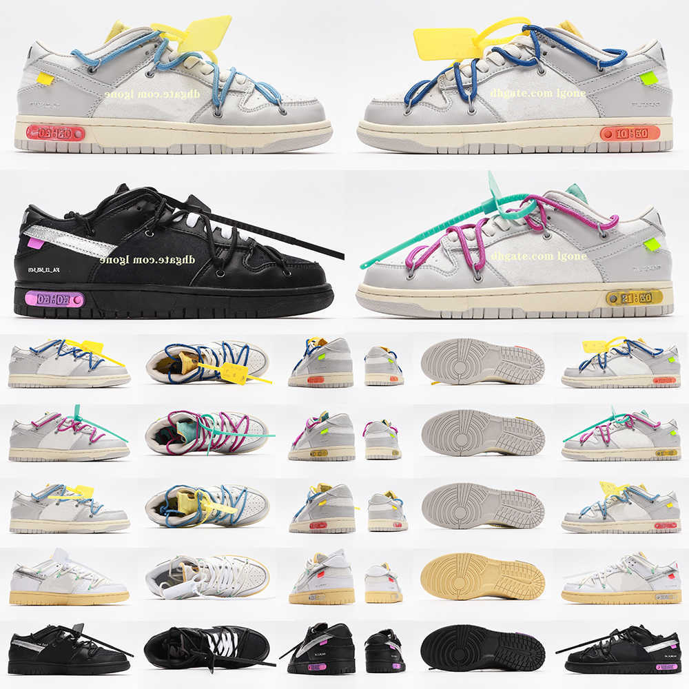 

DUNKS LOW LTHR OW OFF Casual Shoes White Sliver Trainer Black Purple Dear Summer Sail THE 50 Sports Sneakers DM1602
