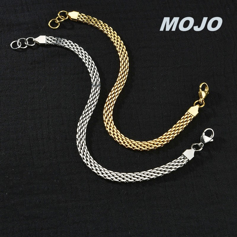 

Gold Silver Plated 6MM Width Bracelet Stainless Steel Square Mesh Chain Bracelets Style Luxury Brand Women Jewelry