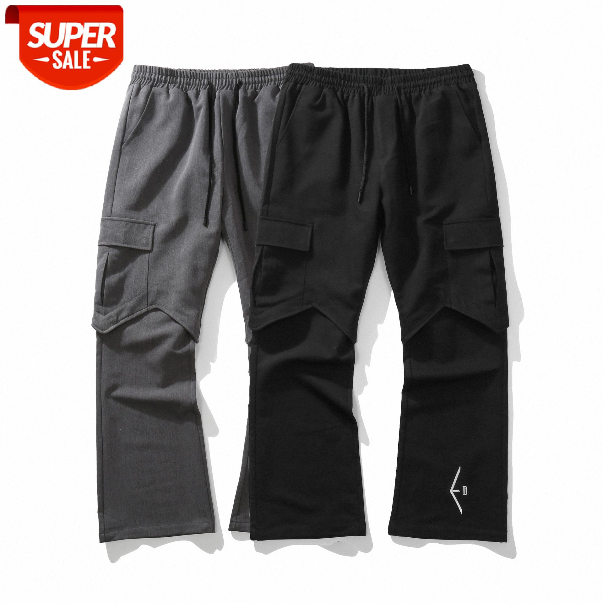 

LawFoo men's elastic waist embroidered solid color trousers casual pants #Hz8c, Black