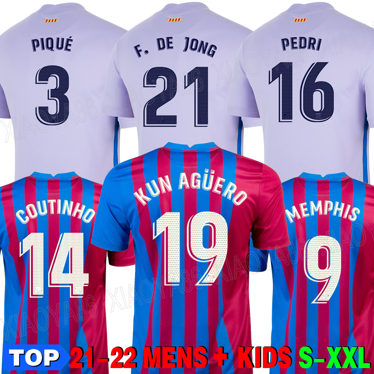 

tops Camisetas de football MEMPHIS PEDRI Kun Aguero Barcelona soccer jersey BARCA FC 20 21 22 ANSU FATI 2021 2022 GRIEZMANN F. DE JONG DEST kit shirt men kids sets socks, 21-22 men home lfp